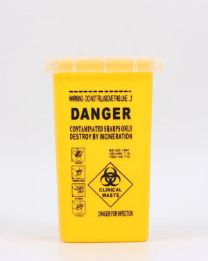 COZ Sharp Container 1L – Biohazard Disposal for Tattoo Needles and Medical Waste.