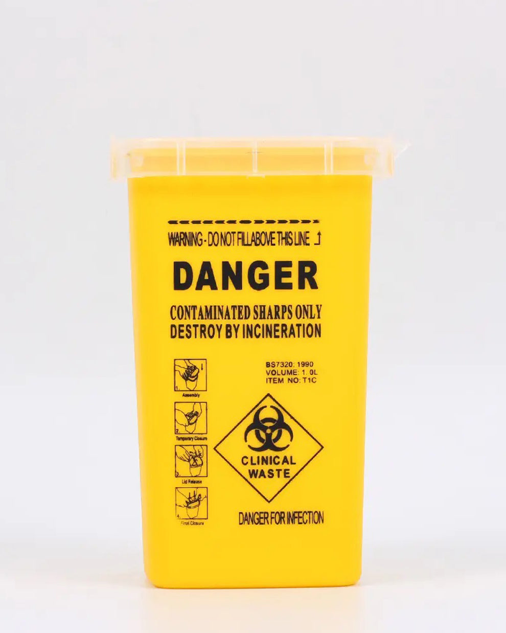 COZ Sharp Container 1L – Biohazard Disposal for Tattoo Needles and Medical Waste.