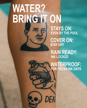 Waterproof COZ Tattoo Film – glossy second skin wrap protecting fresh tattoo.