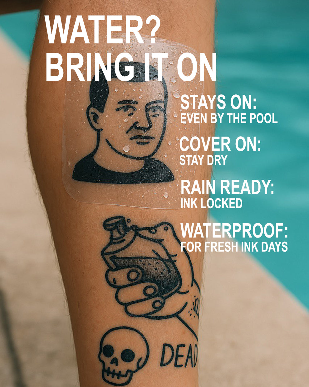 Waterproof COZ Tattoo Film – glossy second skin wrap protecting fresh tattoo.