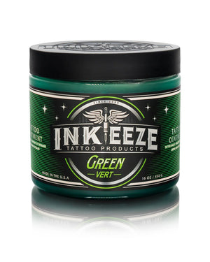 INKEEZE Green Tattoo Ointment 16oz Jar by COZ Tattoo Supplies Canada — vegan tattoo aftercare balm for soothing and healing fresh tattoos