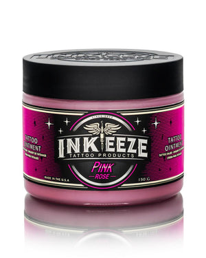 INKEEZE Pink Tattoo Ointment 150g by COZ Tattoo Supplies Canada, premium tattoo aftercare balm in pink rose formula