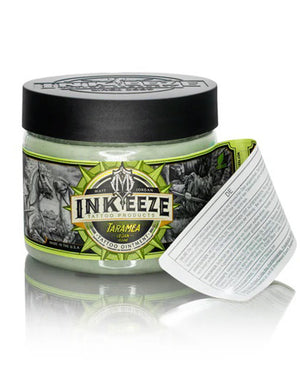 INKEEZE x Matt Jordan tattoo ointment jar with packaging and lid