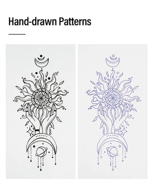 Side-by-side comparison of hand-drawn stencil patterns.