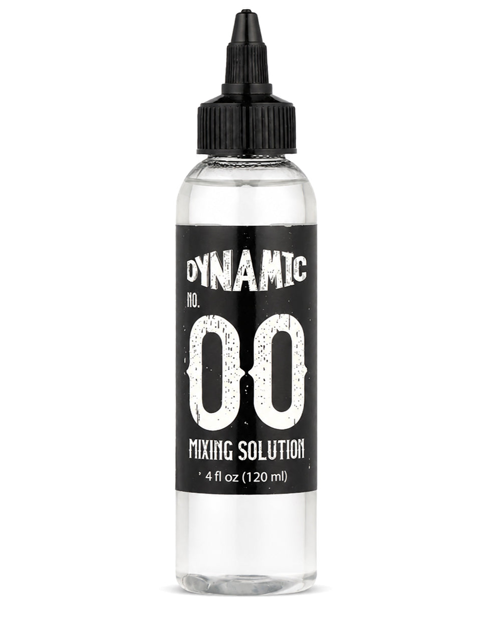 Bottle of Dynamic Mixing Solution 120ml with black cap on a white background