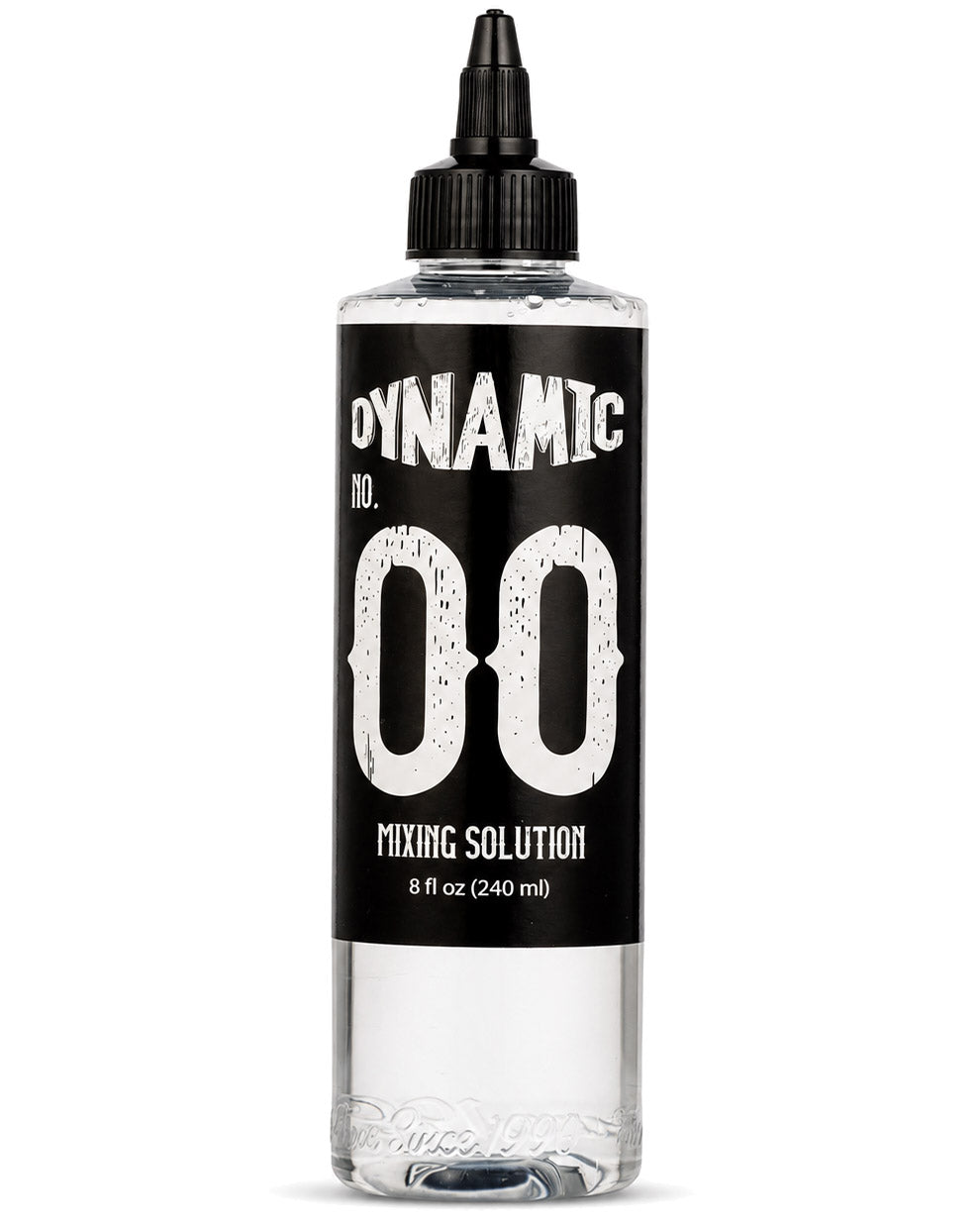 Bottle of Dynamic Mixing Solution 80z 240ml with black label on a white background