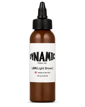 A 4 fl oz (120 ml) of Dynamic Color Co. LBR (Light Brown) ink with a black cap and white label, shown on a white background.