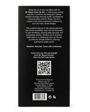 Dynamic Mr Reyes Cover Up Tattoo Ink box back packaging with product details and information COZ Tattoo Supplies