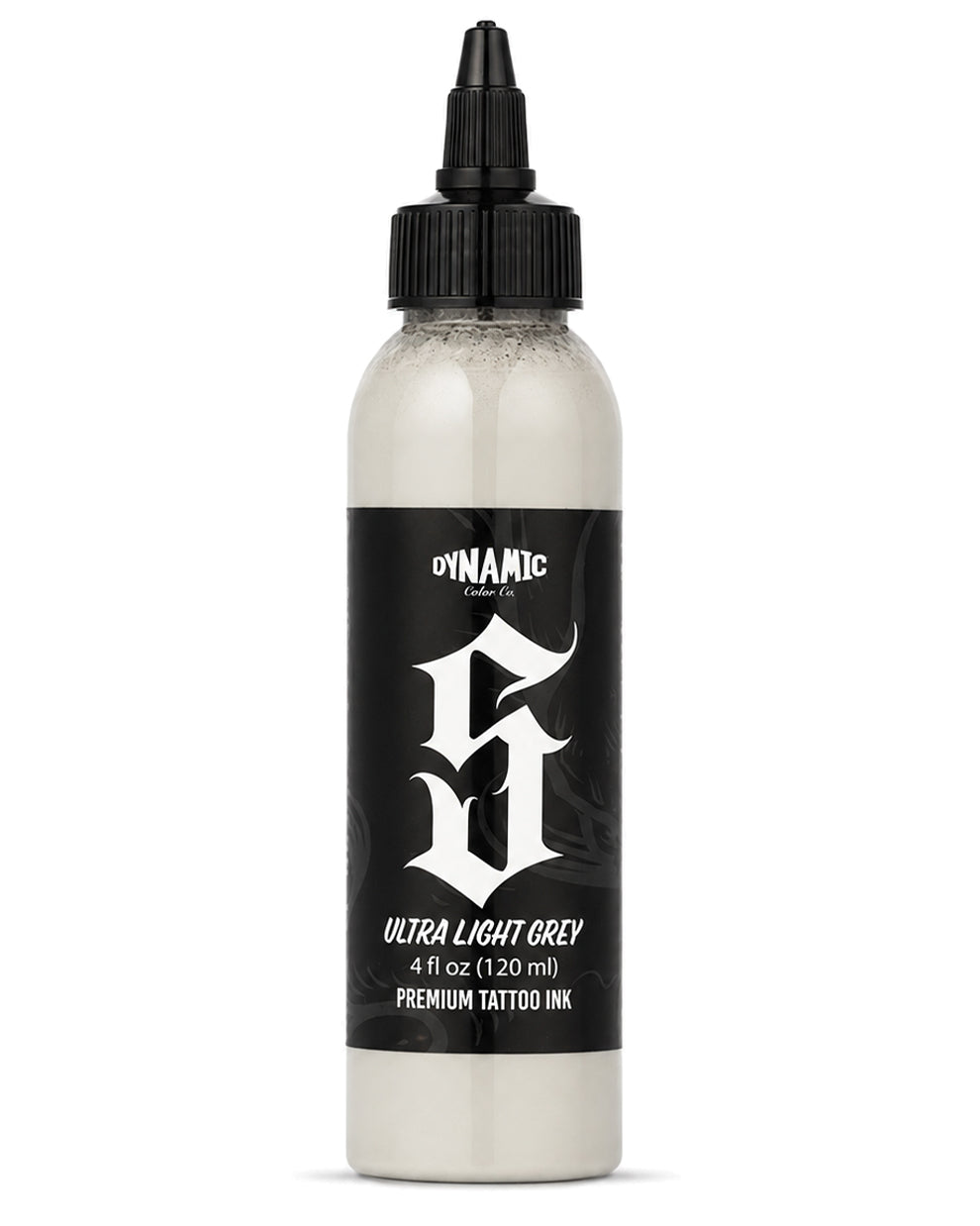 Dynamic Smoke S Ultra Light Grey Tattoo Ink 4oz 120ml ultra light grey tattoo ink for smooth blends and delicate black and grey work COZ Tattoo Supplies