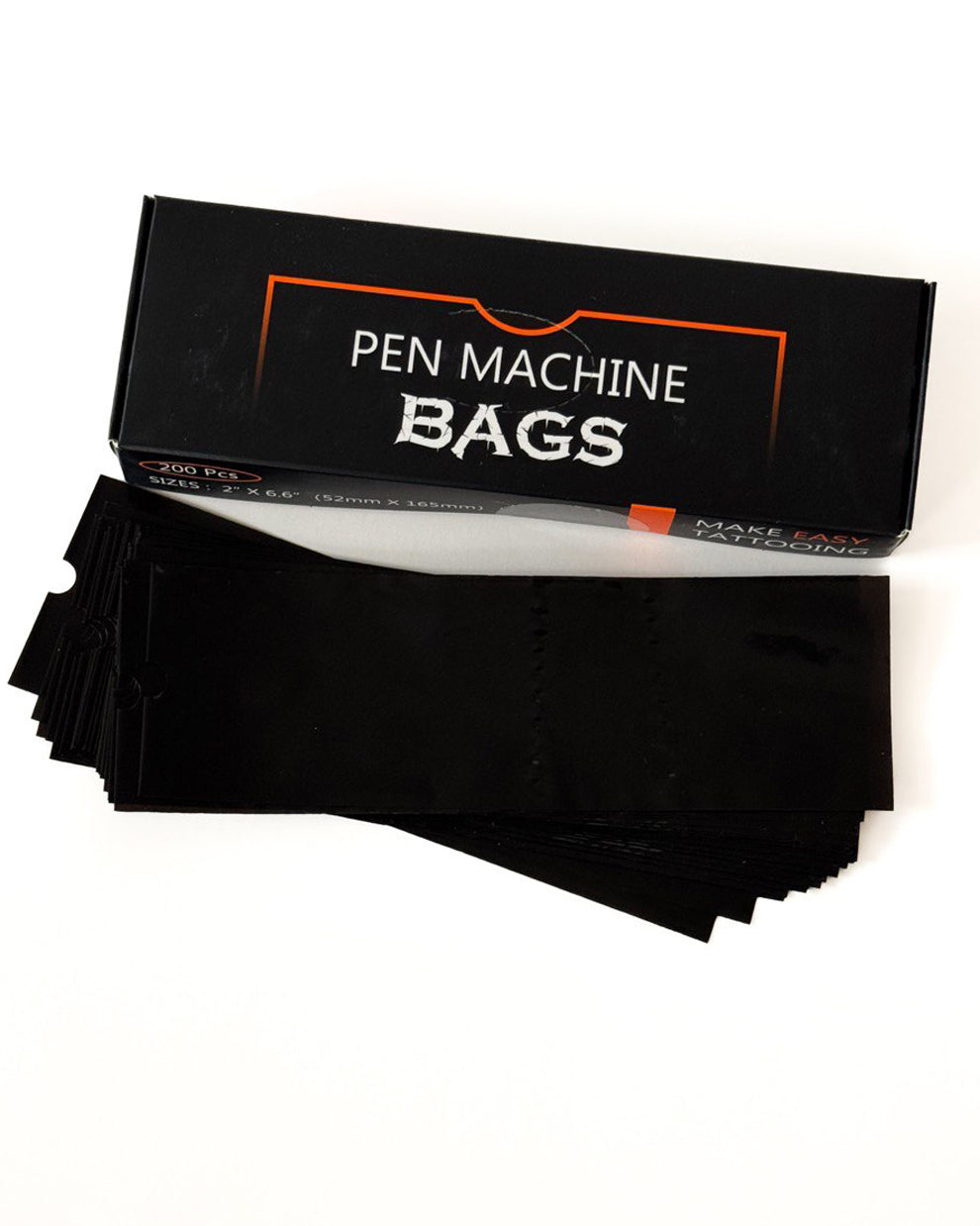 Box of 200 EZ disposable pen machine bags for tattoo machines – black color.
