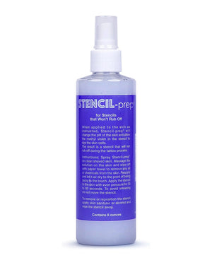InkJet Stencil Prep Spray 8oz bottle for long-lasting tattoo stencil transfer.