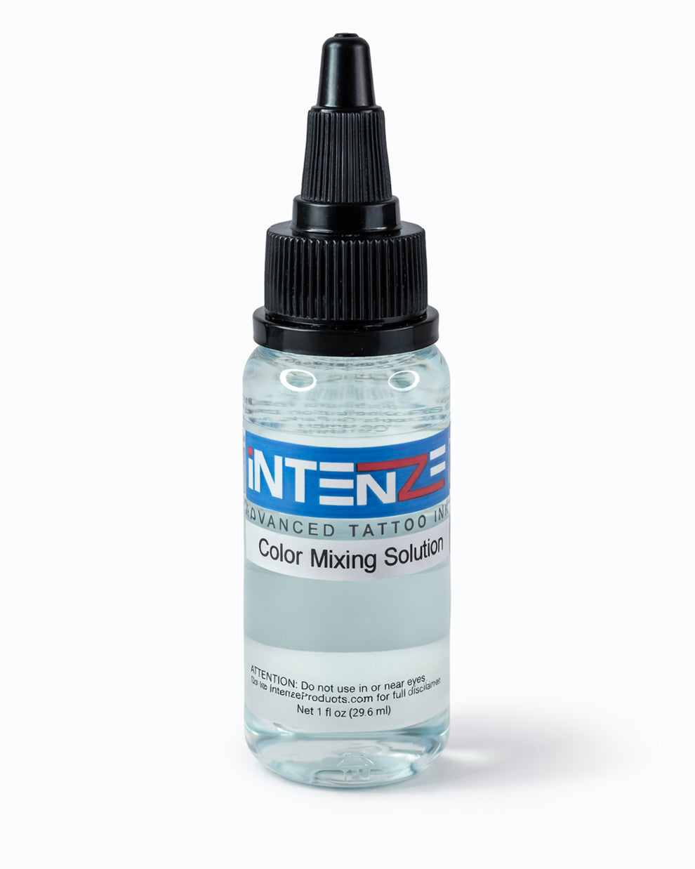 Intenze Color Mixing Solution 1 fl oz tattoo ink mixing solution on pure white studio background, professional product photo by Coz Tattoo Supplies