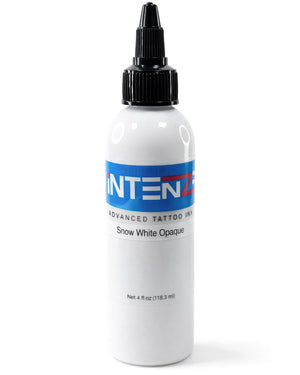INTENZE Snow White Opaque tattoo ink 4oz bottle isolated on white background