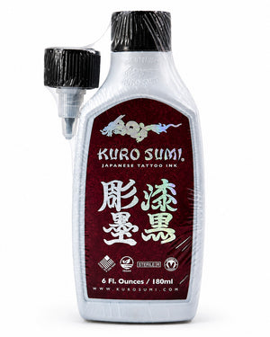Kuro Sumi Black Japanese Tattoo Ink Outlining Ink 180ml 6oz large size professional black tattoo ink for bold lining high volume studio use COZ Tattoo Supplies