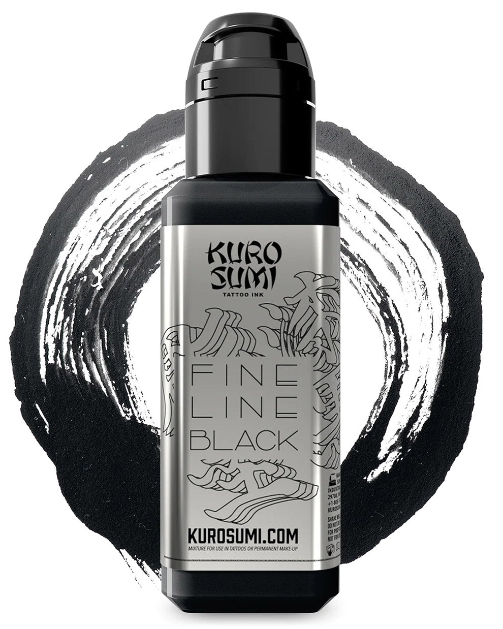 Kuro Sumi Fine Line Black tattoo ink bottle 44ml 1.5oz black ink for fine line tattooing and detailed linework coz tattoo supplies
