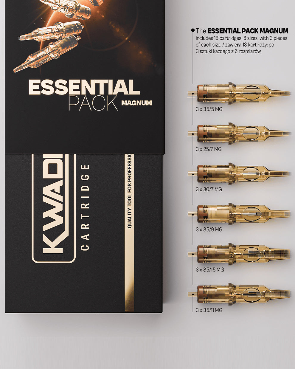 Kwadron Magnum Essential Pack 18pcs Tattoo Cartridges