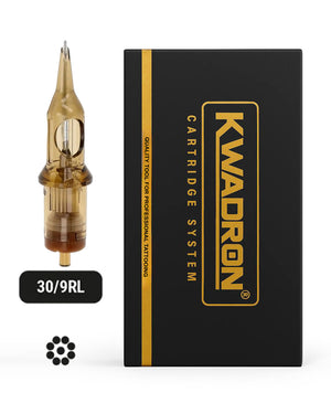Kwadron 30/9RL Round Liner Tattoo Cartridge – 9 Needle Precision Cartridge for Bold Tattoo Outlines.