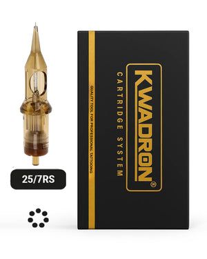 Kwadron Round Shader Tattoo Cartridge 25/7 L-Taper with packaging on white background