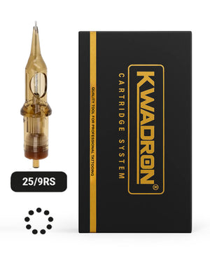 Kwadron Round Shader Tattoo Cartridge 25/9 L-Taper with packaging on white background