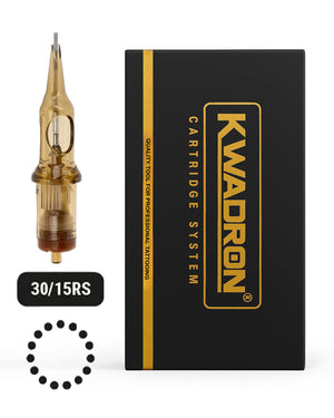 Kwadron Round Shader Tattoo Cartridge 30/15 L-Taper with packaging on white background
