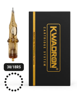Kwadron Round Shader Tattoo Cartridge 30/18 L-Taper with packaging on white background