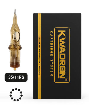 Kwadron Round Shader Tattoo Cartridge 35/11 L-Taper with packaging on white background