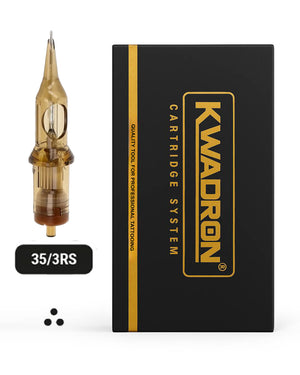 Kwadron Round Shader Tattoo Cartridge 35/3 L-Taper with packaging on white background