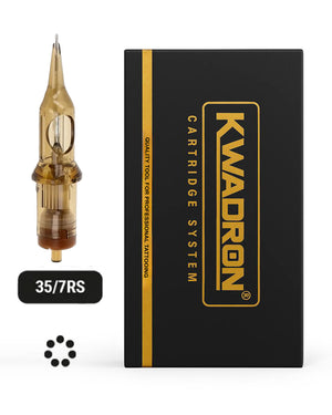 Kwadron Round Shader Tattoo Cartridge 35/7 L-Taper with packaging on white background