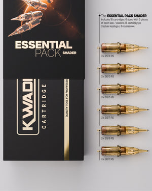 Kwadron Round Shader Essential Pack tattoo cartridges sizes and configuration layout