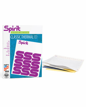 Spirit Classic Thermal tattoo stencil paper pack photographed in professional studio lighting