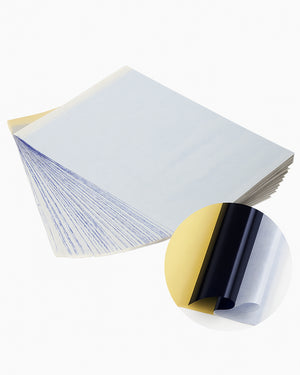 High-quality 4-layer tattoo stencil transfer paper, showing separate layers including carbon and backing sheets.