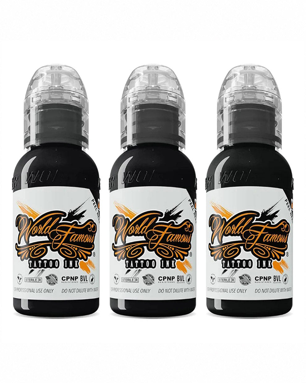 World Famous Greywash Tattoo Ink 3 Bottle Set 30ml 1oz professional greywash ink set for smooth shading soft gradients and black and grey tattoo work COZ Tattoo Supplies