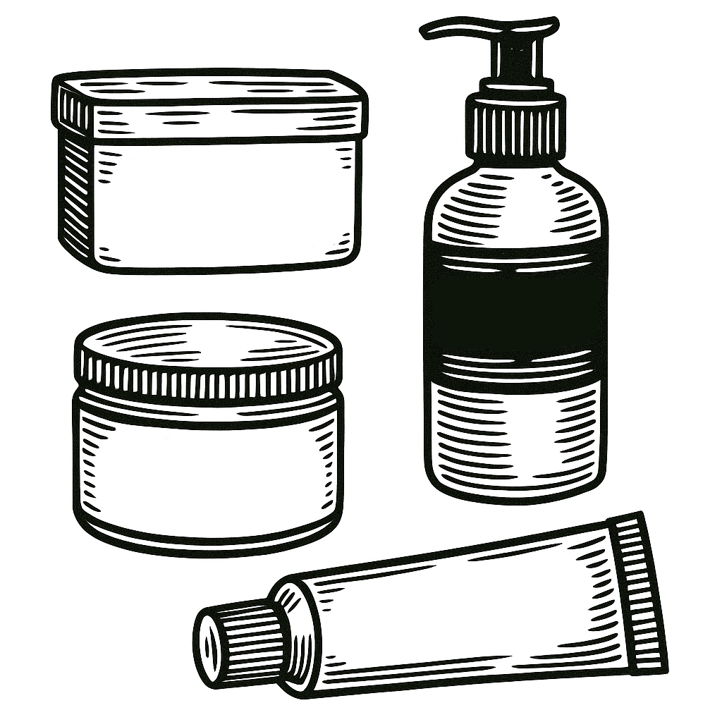 Illustration of tattoo aftercare essentials including tattoo film, healing cream, gloves, and barrier film from COZ Tattoo Supplies Canada – ideal for post-ink care and protection