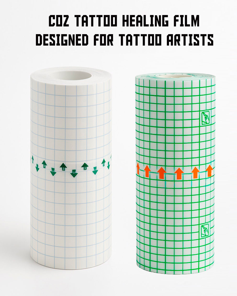 COZ Tattoo Healing Film rolls – breathable protective tattoo film designed for professional tattoo artists, ideal for aftercare and safe healing.