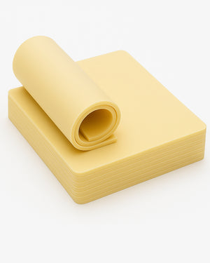 Rolled and stacked COZ double-sided tattoo practice skin sheets made of soft silicone for realistic training.