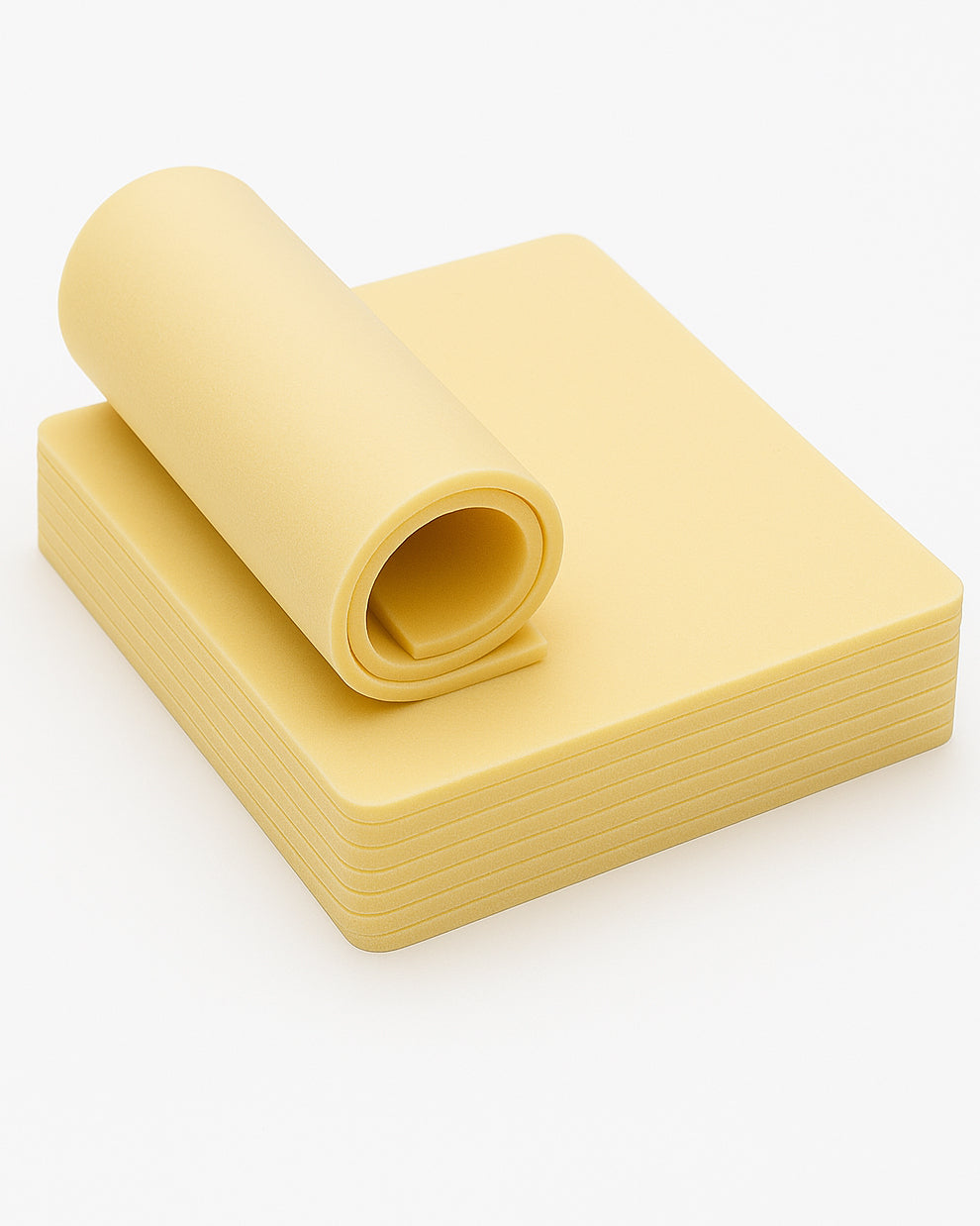 Rolled and stacked COZ double-sided tattoo practice skin sheets made of soft silicone for realistic training.