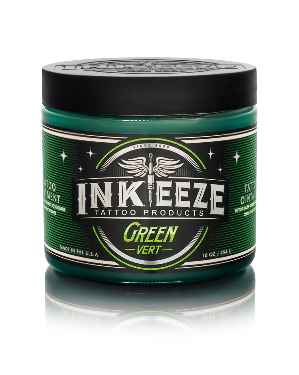 INKEEZE Green Tattoo Ointment 16oz Jar by COZ Tattoo Supplies Canada — vegan tattoo aftercare balm for soothing and healing fresh tattoos