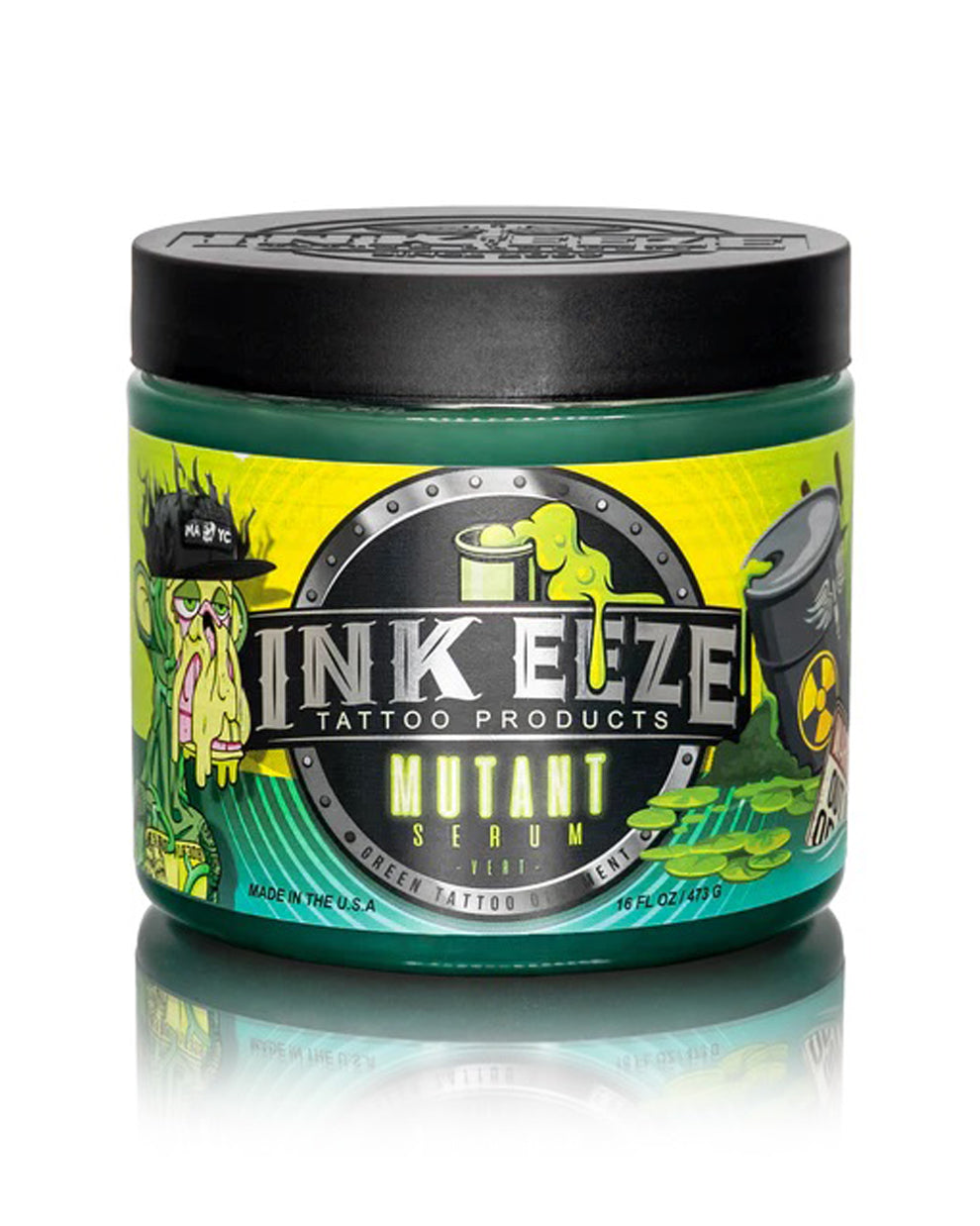 INK-EEZE Mutant Serum Green Tattoo Ointment 16oz by COZ Tattoo Supplies Canada, vegan tattoo aftercare balm for soothing and healing fresh tattoos