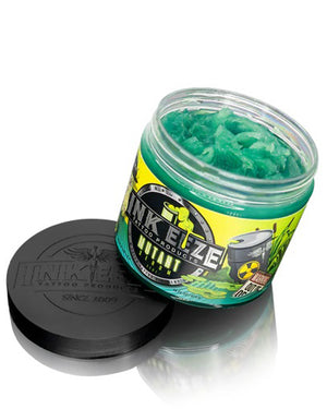Open jar of INK-EEZE Mutant Serum Green Tattoo Ointment 16oz by COZ Tattoo Supplies Canada, vegan tattoo aftercare balm showing texture
