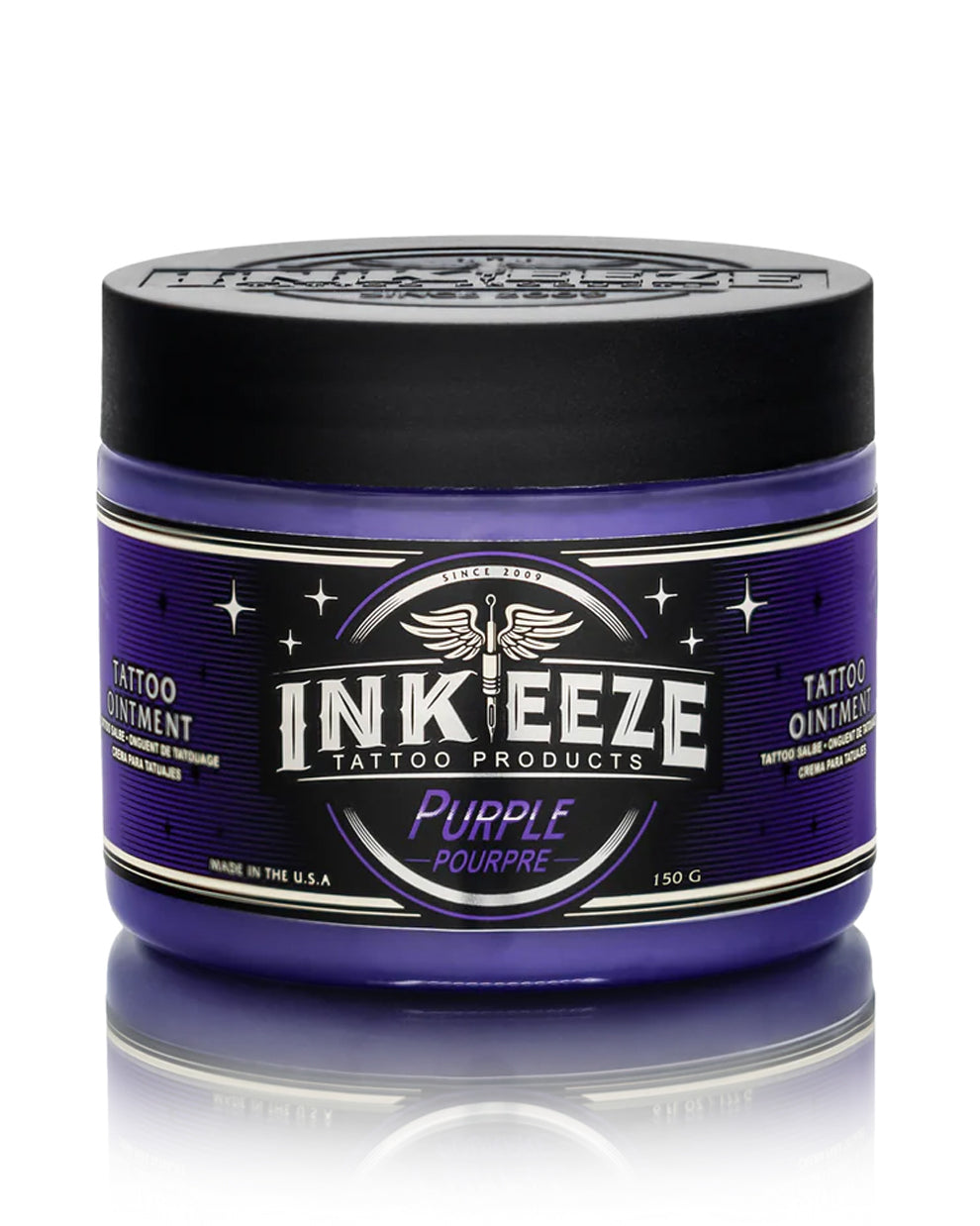 INKEEZE Purple Tattoo Ointment 150g by COZ Tattoo Supplies Canada, natural botanical tattoo aftercare balm for healing fresh ink