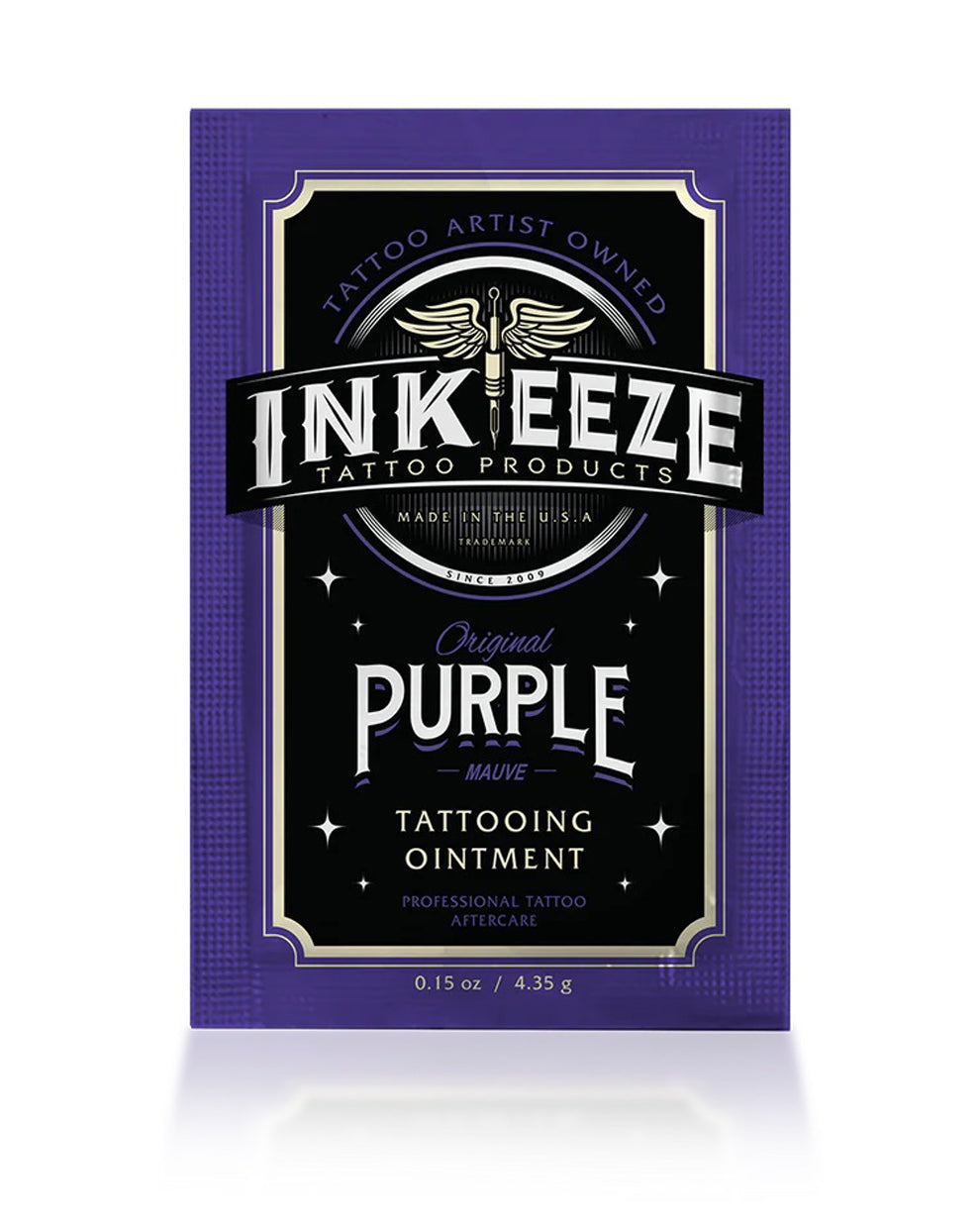 INKEEZE Purple Tattoo Ointment 5ml Sachet by COZ Tattoo Supplies Canada, natural purple tattoo aftercare sample for soothing fresh ink
