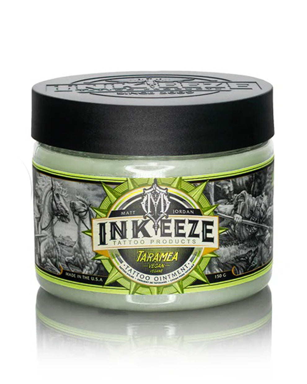 INKEEZE x Matt Jordan tattoo ointment jar closed front view