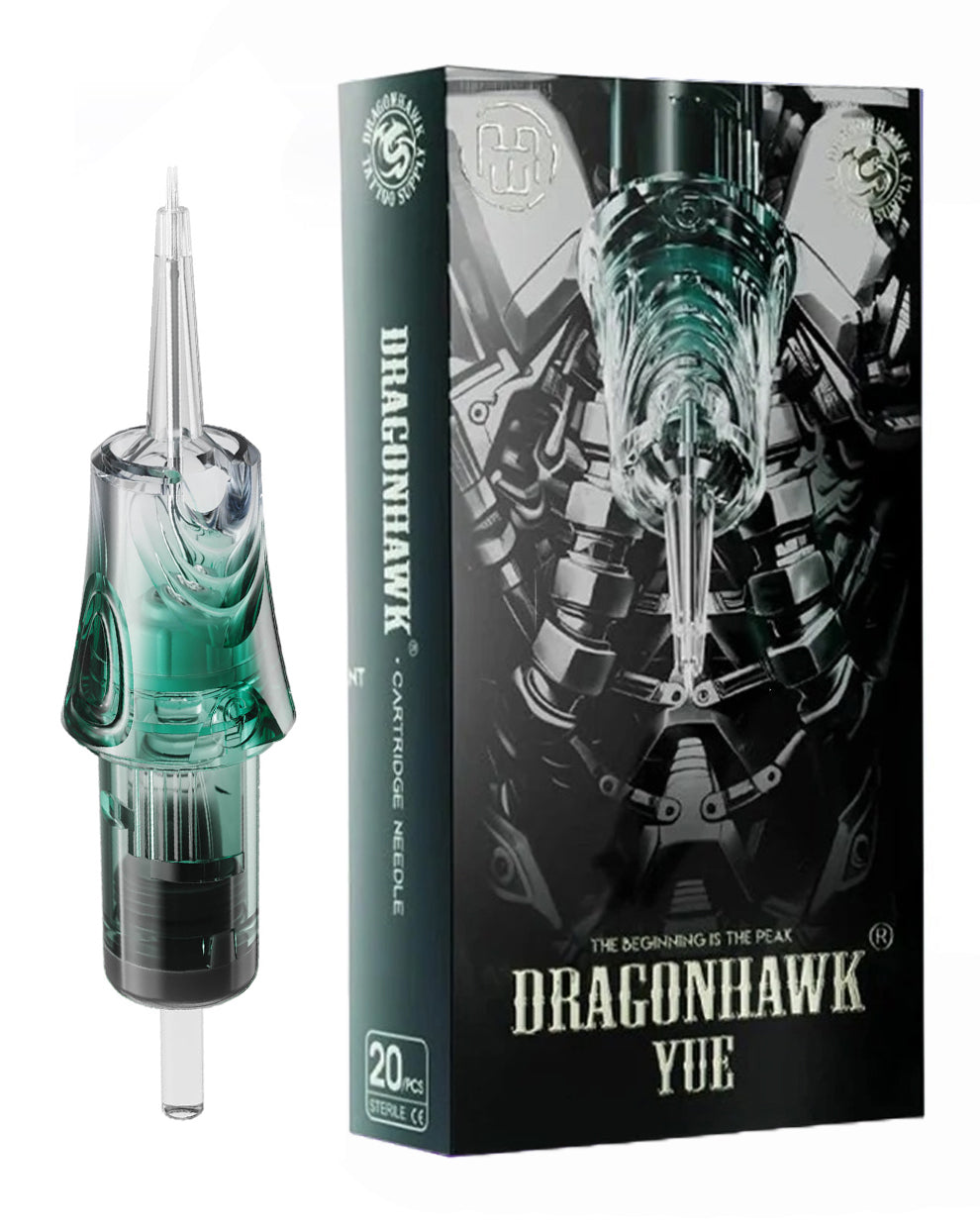 Dragonhawk Yue Round Liner Tattoo Cartridges 20pcs for precise linework and clean outlines, professional tattoo cartridges available at COZ Tattoo Supplies