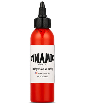 Bottle of Dynamic Color Ink in RD2 (Chinese Red) on a white background