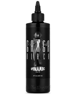 Dynamic Ganga Black Tattoo Ink Black 8oz 240ml large size professional black tattoo ink for high volume use deep saturation and consistent flow COZ Tattoo Supplies