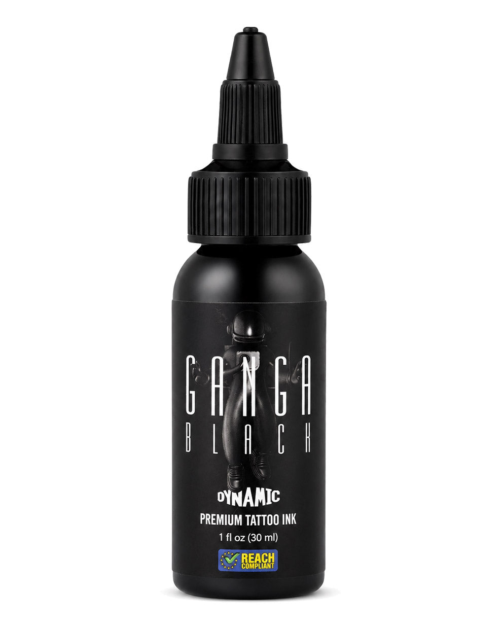 Dynamic Ganga Black Tattoo Ink Black 1oz 30ml professional black tattoo ink for bold lining smooth shading and solid black work COZ Tattoo Supplies