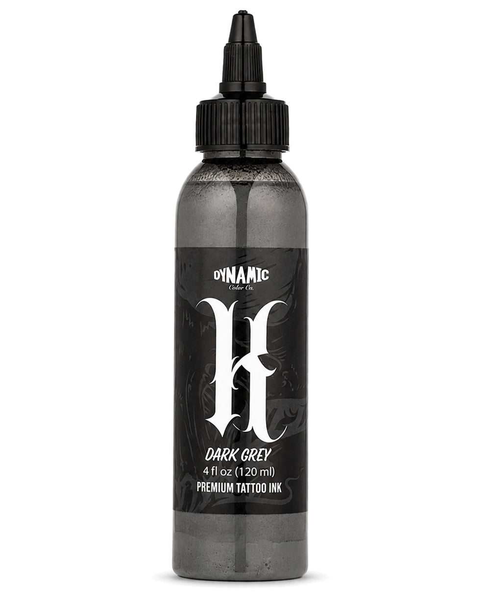 Dynamic Smoke K Dark Grey Tattoo Ink 4oz 120ml professional dark grey tattoo ink for bold shading depth and smooth grey transitions COZ Tattoo Supplies
