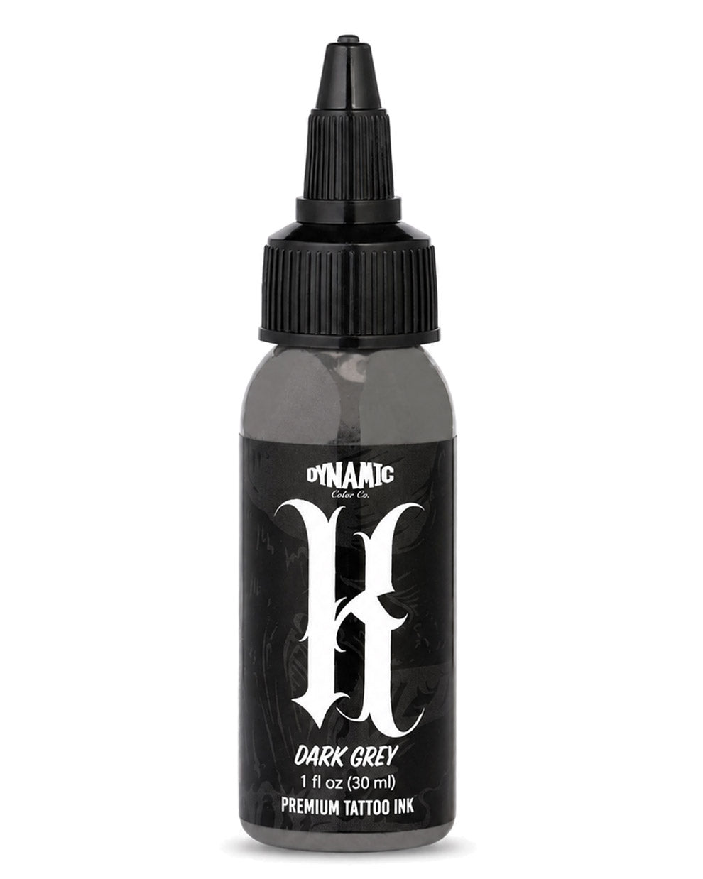 Dynamic Smoke K Dark Grey Tattoo Ink 1oz 30ml professional dark grey tattoo ink for deep shading strong contrast and black and grey tattoos COZ Tattoo Supplies