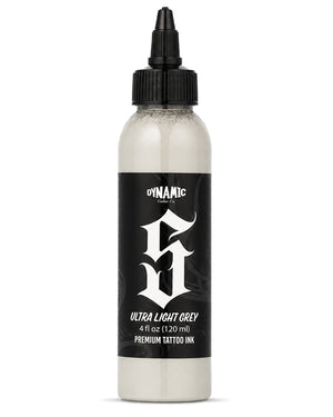 Dynamic Smoke S Ultra Light Grey Tattoo Ink 4oz 120ml ultra light grey tattoo ink for smooth blends and delicate black and grey work COZ Tattoo Supplies