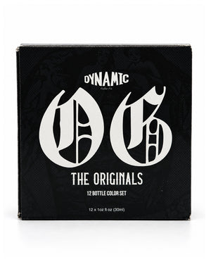 Dynamic The Originals Tattoo Ink Set 12 bottles 12x1oz 30ml retail box front view